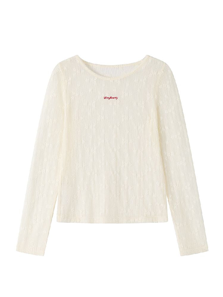 Lace round neck T-shirt【s0000011982】