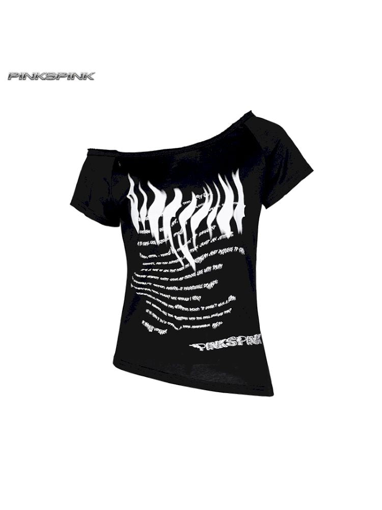 One-shoulder slim-fit Y2K T-shirt【s0000012971】