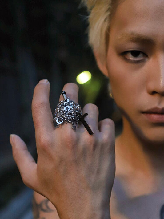 Handmade Gothic Punk Cross Ring【s0000018911】