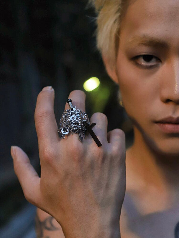 Handmade Gothic Punk Cross Ring【s0000018911】