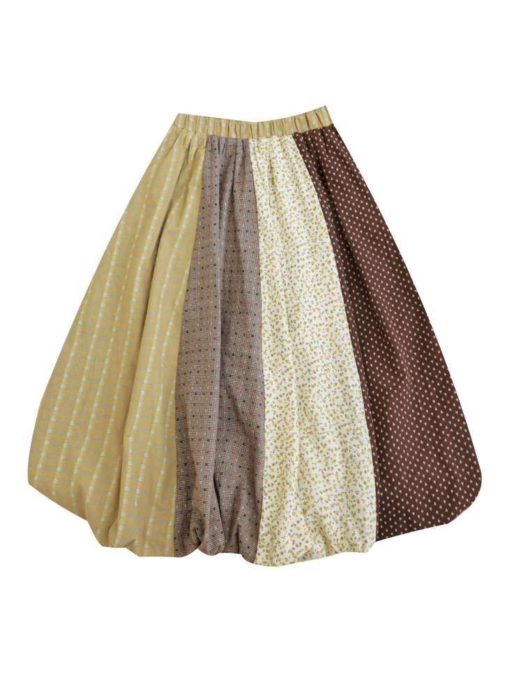 Vintage Girly Yellow Brown Flower Skirt【s0000014840】
