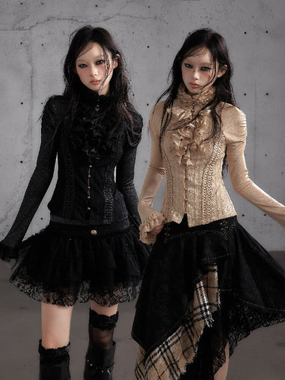 Ruffle Lace Long Sleeve Top【s0000019154】