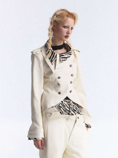 Zebra Stitching Leather Jacket【s0000015391】