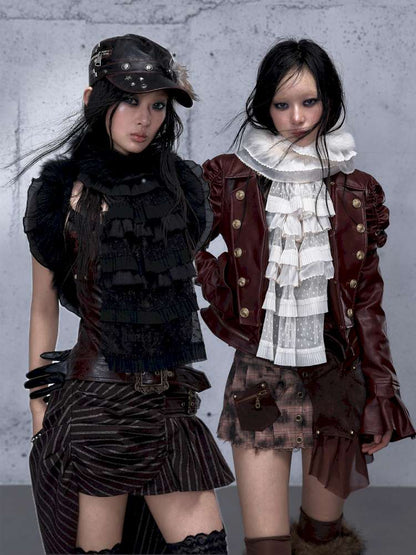 Court Lace Layering Furry Scarf【s0000014932】