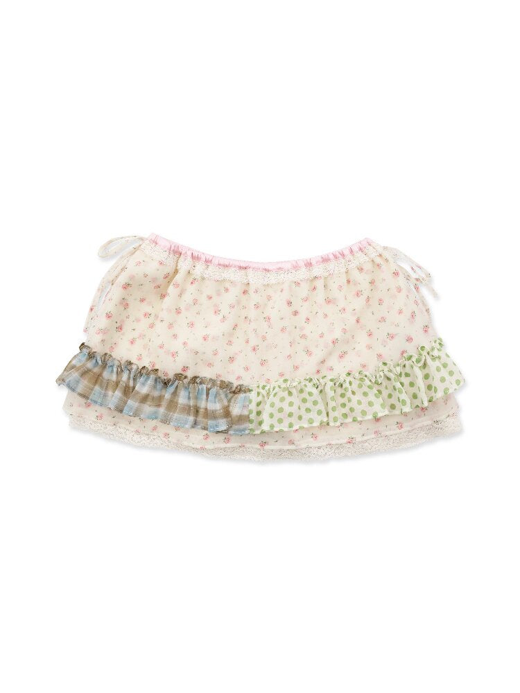 Panelled Pleated Floral Skirt【s0000016108】