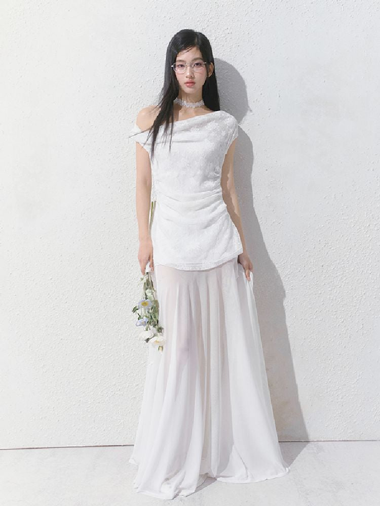 Tansparent a-line tulle dress【s0000012149】