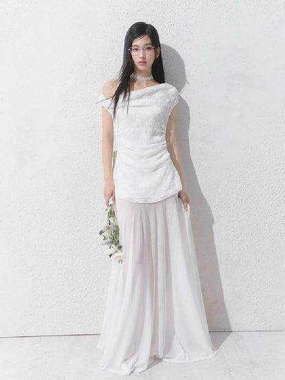 Tansparent a-line tulle dress【s0000012149】
