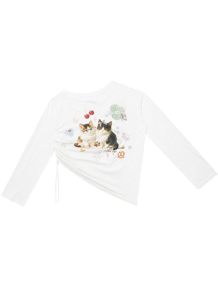 Summer Cat Heart Long Sleeve T Shirt【s0000017162】