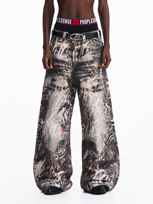 Ombre Zebra Print Rebuilt Jeans【s0000015182】