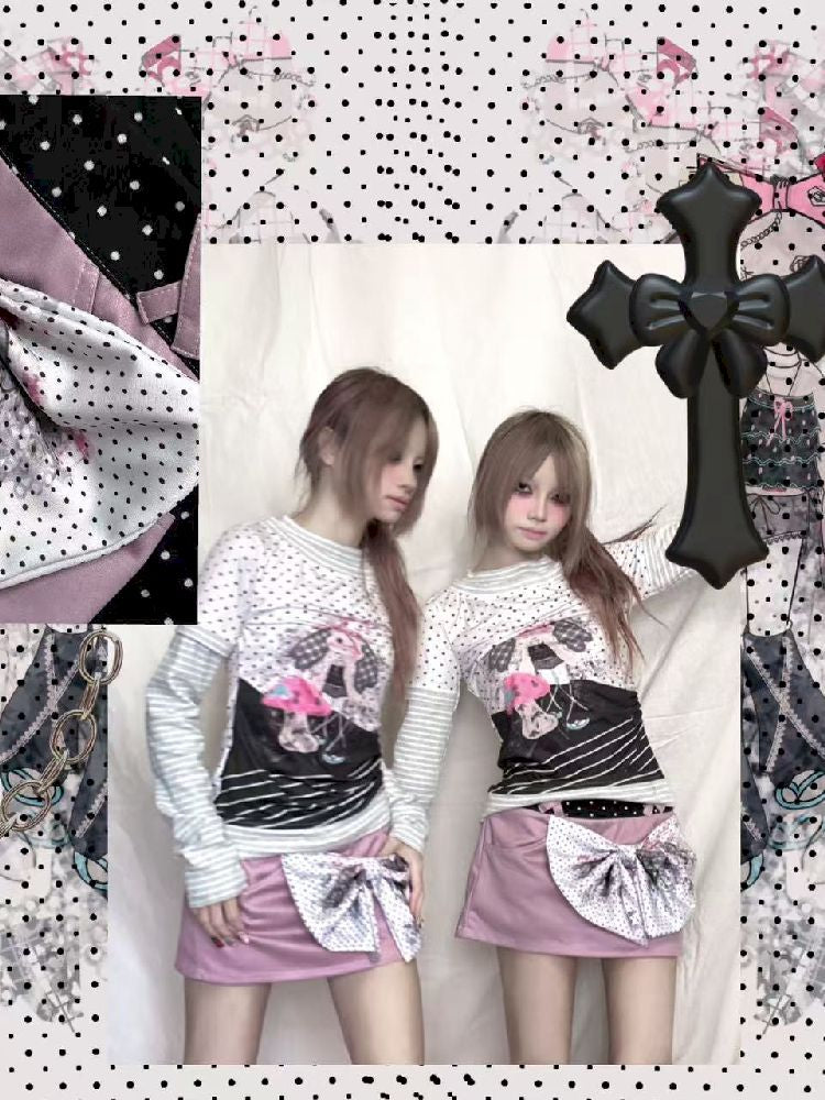 Dream Memory Island Polka Dot Slim Top【s0000011952】