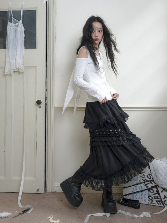 IRREGULAR LONG CAKE UMBRELLA SKIRT [S0000010723]