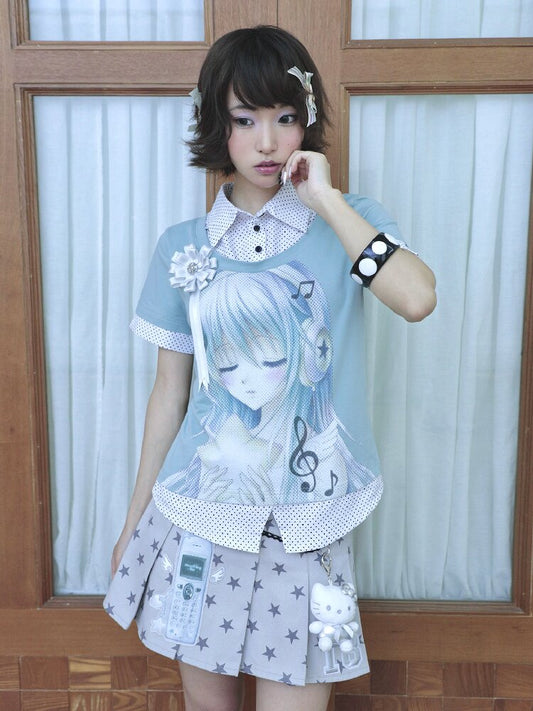 Comic Girl Fake Polka Dot Shirt【s0000016550】