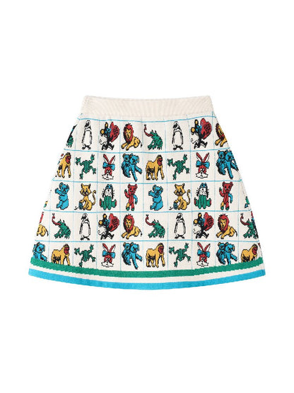 Colorful Animal Knit A-Line Skirt【s0000019254】