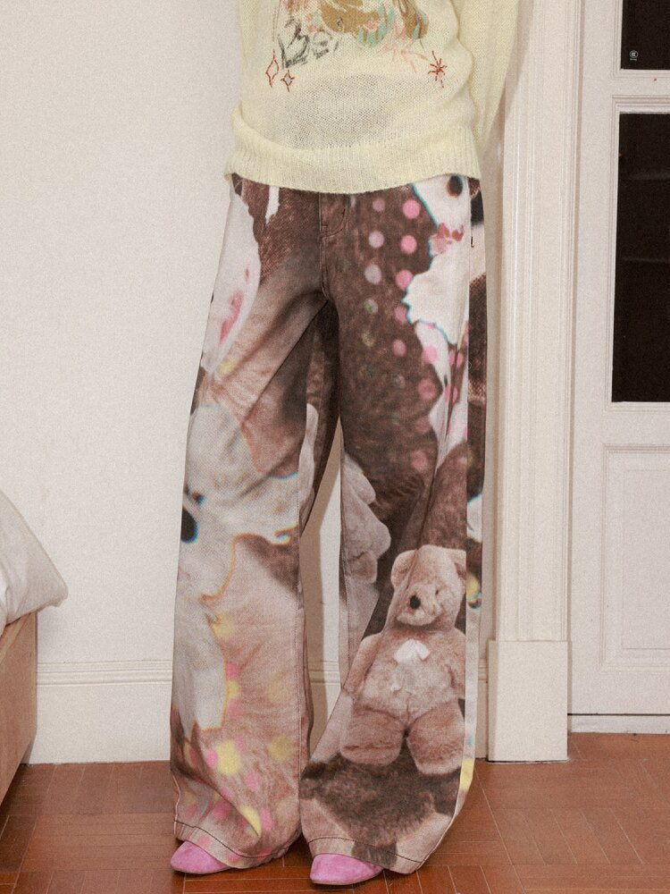 Doll Club Full Print Wide Leg Jeans【s0000015460】