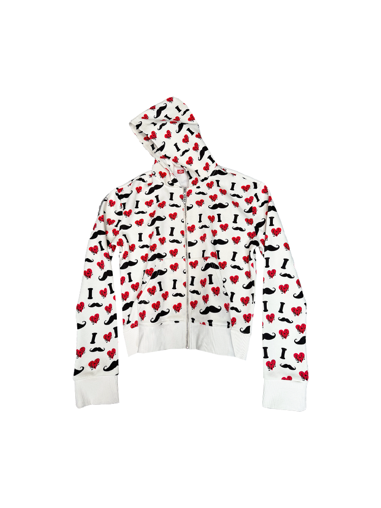 Heart Print Wide Zip Hoodie Jacket【s0000018354】
