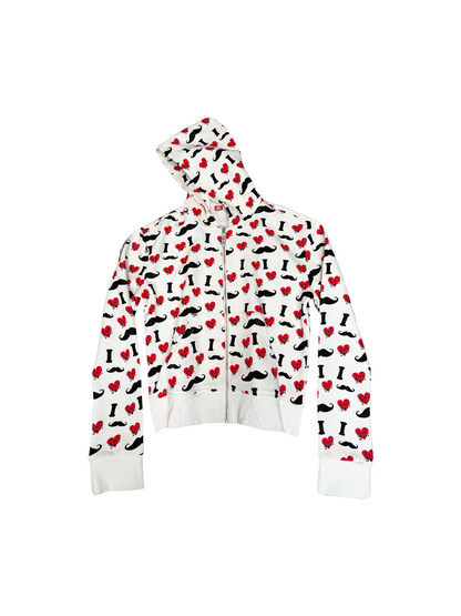 Heart Print Wide Zip Hoodie Jacket【s0000018354】