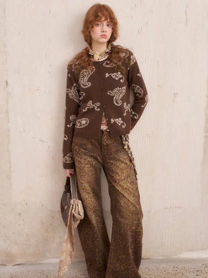 Jacquard Lightweight Long-Sleeve Soft-Fit Knit Cardigan【s0000014064】