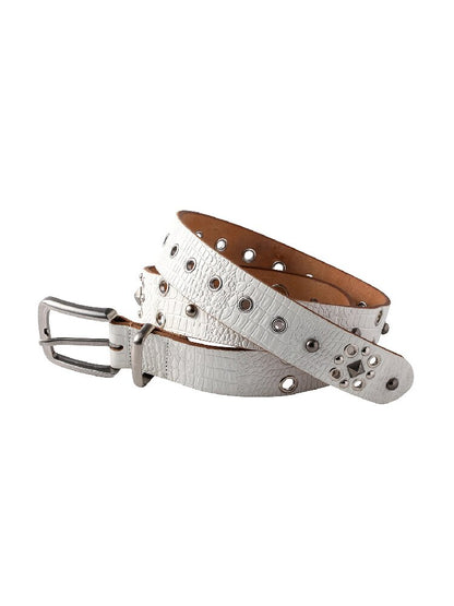 Rivet Crocodile Leather Belt【s0000018992】