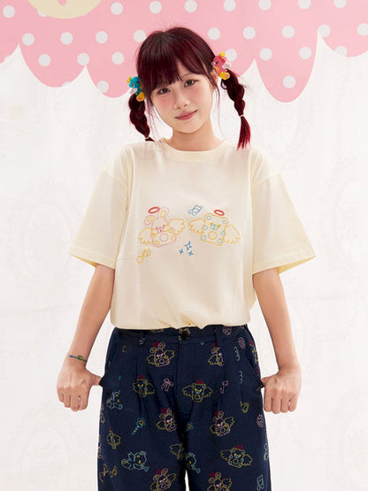Animal Angel Embroidered T-Shirt【s0000013183】