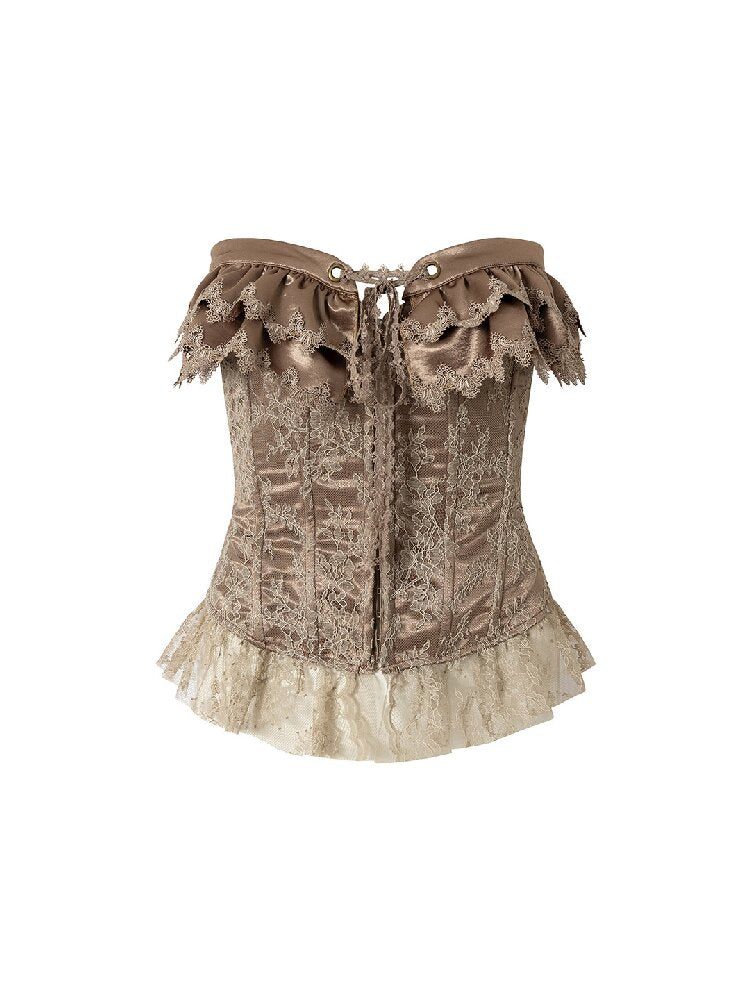 Patchwork Lace Satin Short Corset【s0000016204】