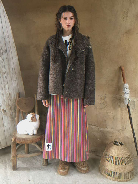 Vintage Striped Jacquard Skirt【s0000015081】