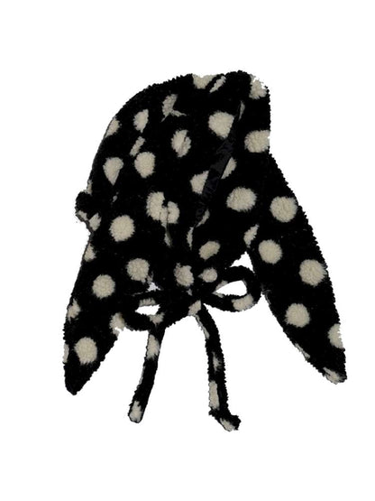 Polka Dot Shearling Rabbit Ear Hat【s0000014528】