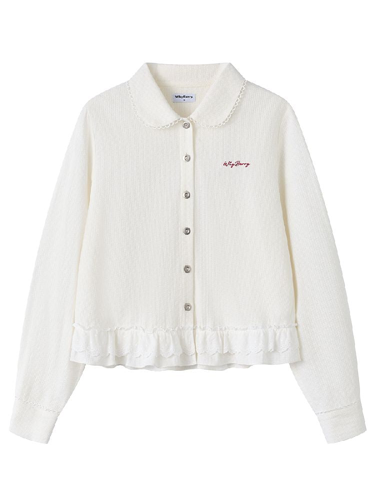 Doll Collar Solid Color Bow Flutter Shirt【s0000011963】