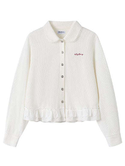 Doll Collar Solid Color Bow Flutter Shirt【s0000011963】