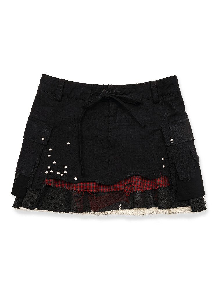 Distressed Panelled Multi Skirt【s0000016411】