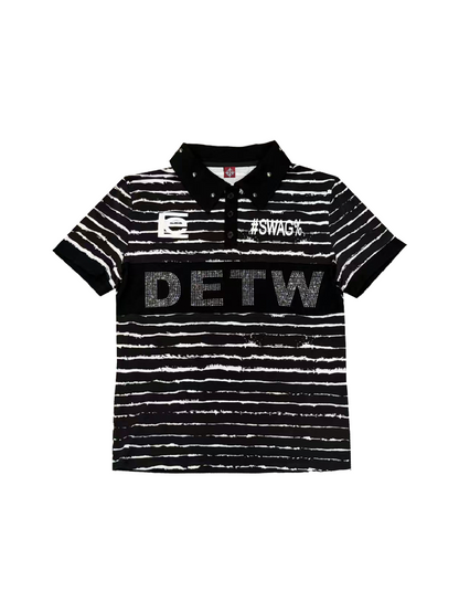 Thorn Letter Rhinestone Polo Shirt【s0000018268】