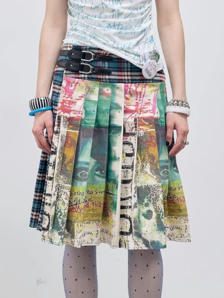 Plaid Half Pleated Skirt【s0000012413】