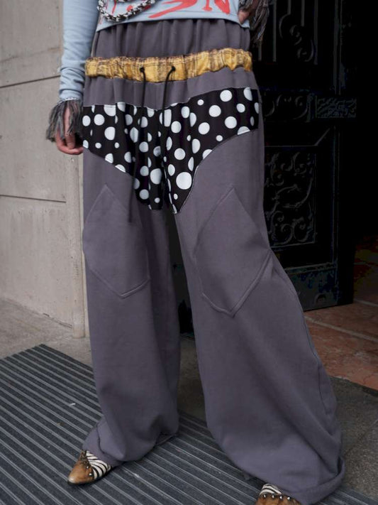 Polka Dot Paneled Wide Leg Pants【s0000015150】