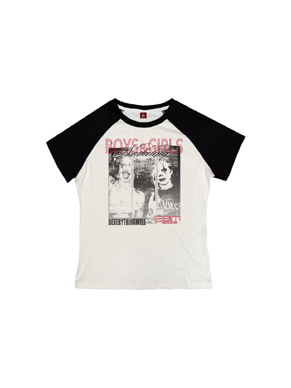 Record Slogan Patchwork T-Shirt【s0000018282】
