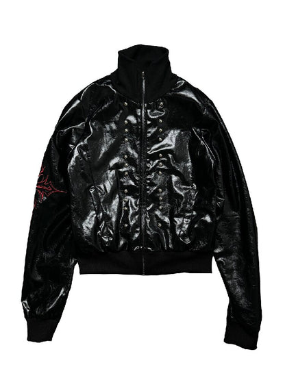 Riveted Embroidered Street Leather Jacket【s0000019274】