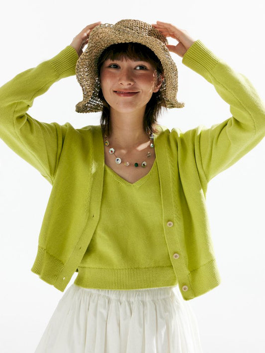 Knit Two-Piece Layered Cardigan【s0000007638】