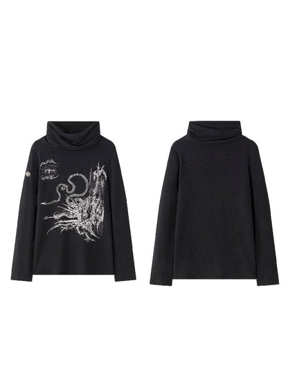 High Neck Loose Printed Sweater【s0000011228】