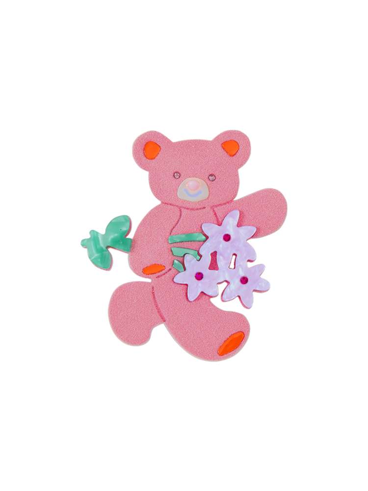 Bear Bouquet Flocked Acrylic Hairpin【s0000014508】