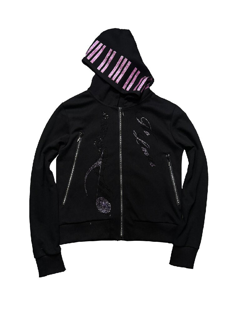 Purple Rhinestone Piano Key Cardigan【s0000019266】