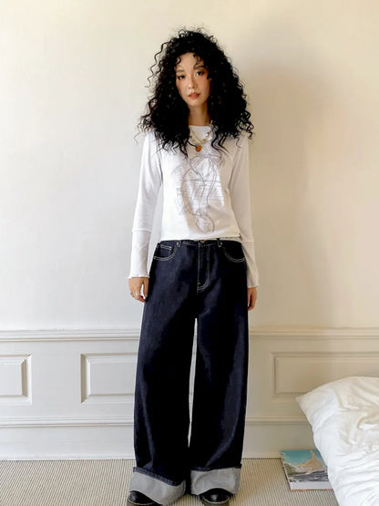 Washed Wide-Leg Long Denim Pants【s0000013991】