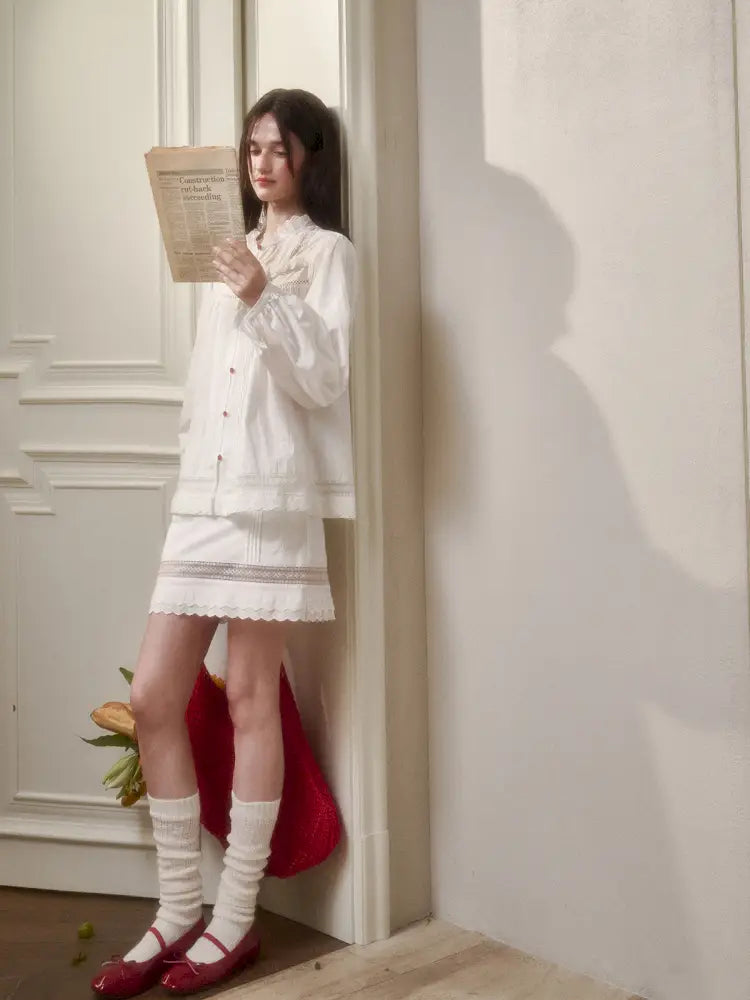 Natural Cotton Shirt Skirt Set【s0000014330】