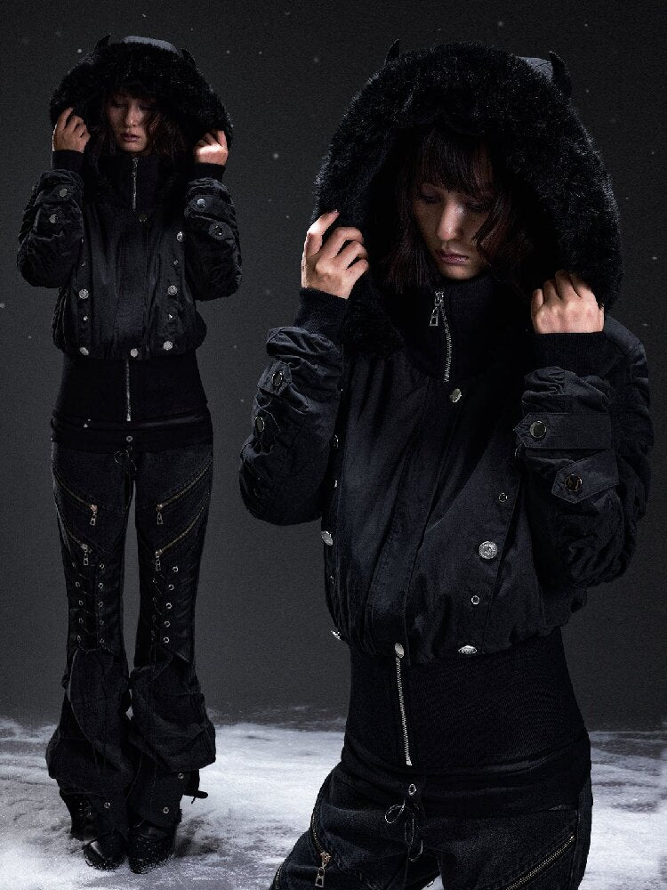 Punk Devil Hooded Eco Fur Coat【s0000019297】