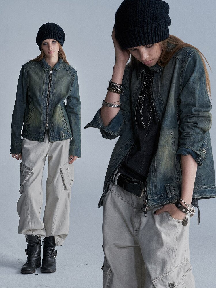 Brushed Tie Floral Denim Jacket【s0000018472】