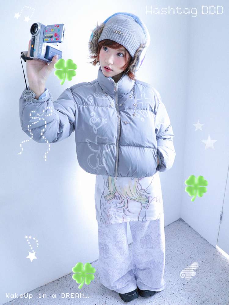 Dreamcore Blue Gray Reversible Padded Jacket【s0000014698】