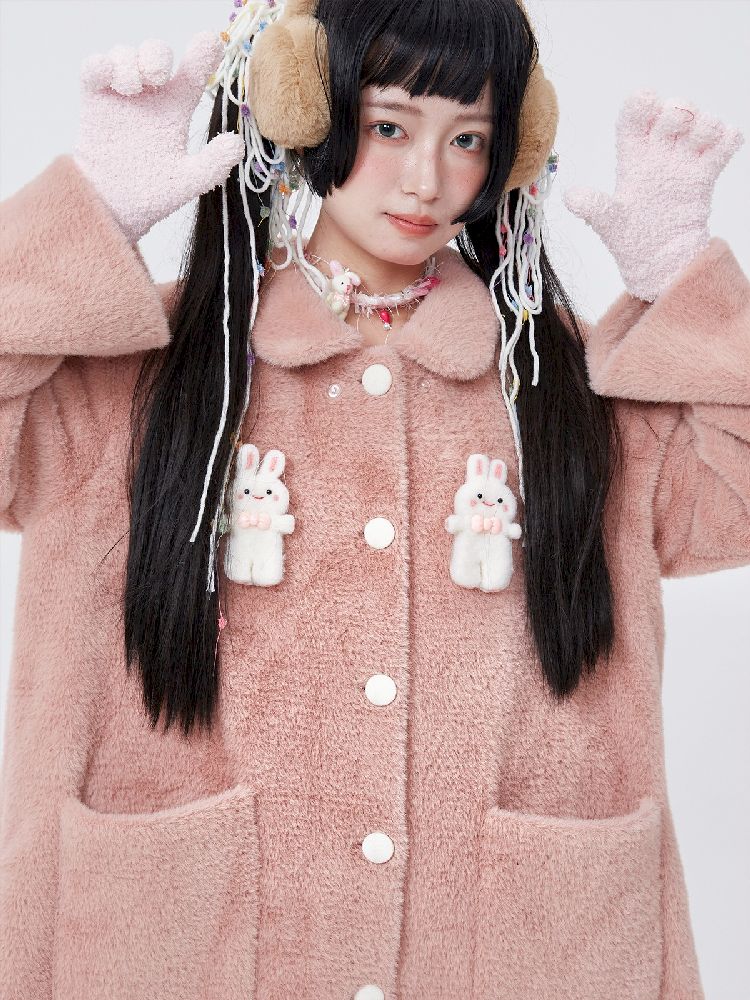 Retro Cute Rabbit Tweed Coat【s0000005585】