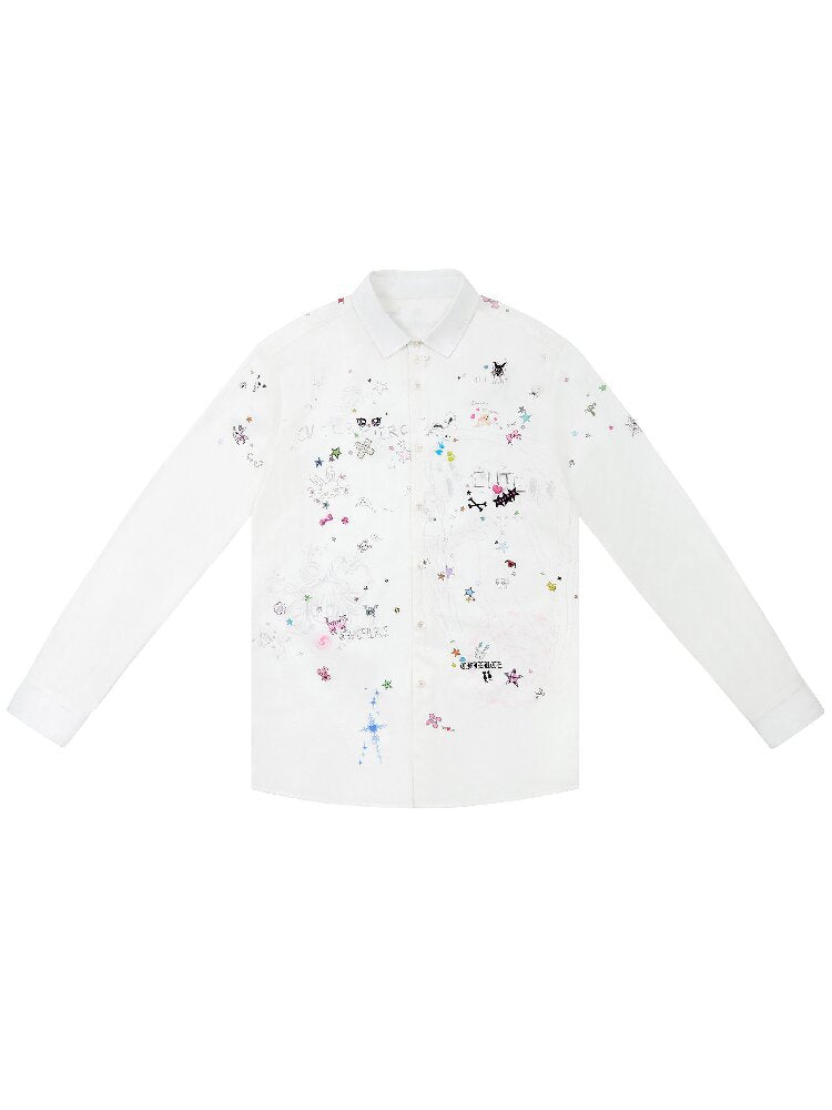 Sticker Graffiti Print Shirt【s0000019145】
