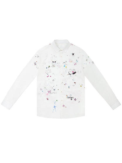 Sticker Graffiti Print Shirt【s0000019145】