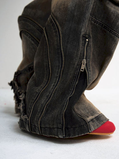 Button Folded Wide Leg Jeans【s0000011351】