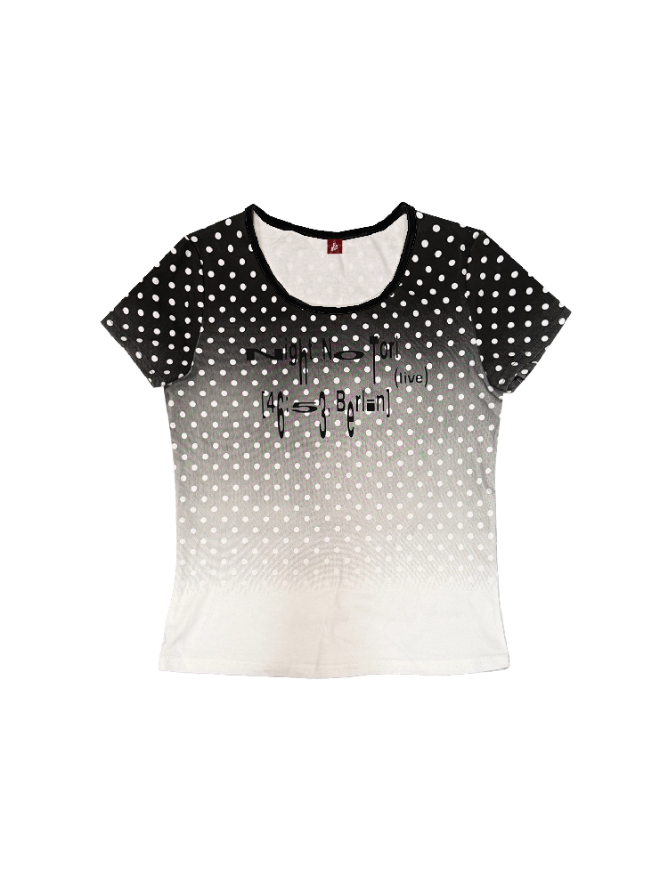 Gradient Polka Dot Slogan Slim Tee【s0000018285】