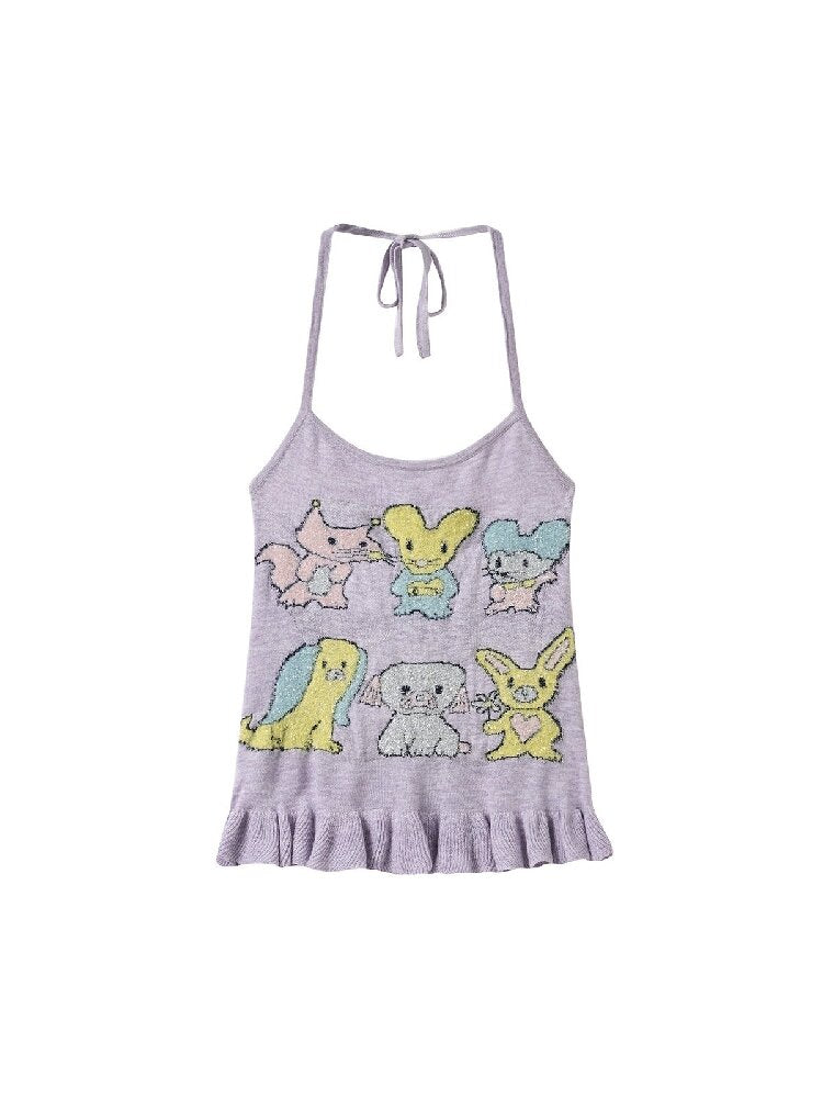 Taro Purple Ruffle Halter Overalls【s0000018372】