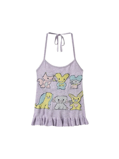 Taro Purple Ruffle Halter Overalls【s0000018372】